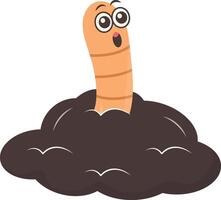 Illustration of Earthworm Cartoon Character. in Flat Design vector