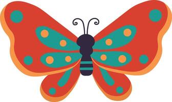 Adorable Butterfly Illustration in Flat Cartoon Design. Isolated on White Background vector