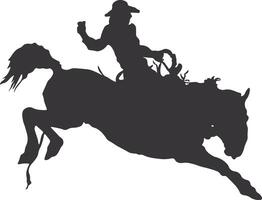 Cowboy Silhouette. Cowboy Rodeo with Rope. Isolated on White Background vector