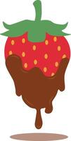 Strawberry Coated Chocolate Illustration. Melted Choco on White Background vector