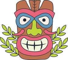 Traditional Ethnic Tiki Mask. Hawaiian Tribal Mask. Illustration on White Background vector