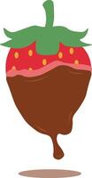 Strawberry Coated Chocolate Illustration. Melted Choco on White Background vector