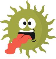 Cute Cartoon Bacteria and Virus Character. Illustration on White Background vector