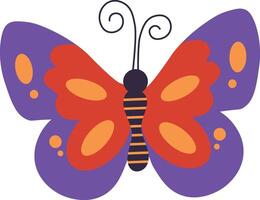 adorable mariposa ilustración en plano dibujos animados diseño. aislado en blanco antecedentes vector