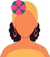 African Women Avatar in Blank Face Design. Portrait User Profile. Isolated Illustration vector