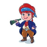 illustration of a child mascot in a pirate costume with colors vector