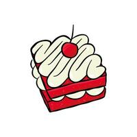 illustration of red cake with cream in color vector