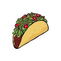 taco mano dibujado ilustración con color vector