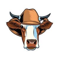 cowboy cow illustration with color vector