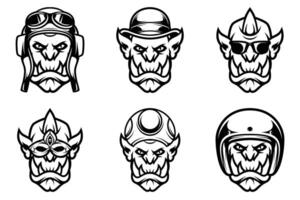 Ogre Head Outline Version Bundle vector