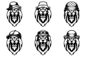 Lions Head Outline Version Bundle vector