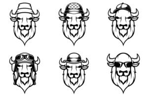 Buffalo Head Outline Version Bundle vector