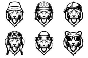 Tigers Head Outline Version Bundle vector