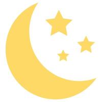 Moon and stars flat icon isolated on white background. vector