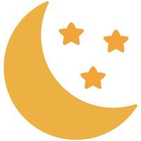 Yellow moon and stars flat icon illustration isolated on white background. vector