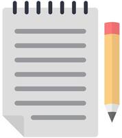 Paper with pencil flat icon isolated on white background. vector