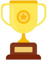 Trophy cup flat icon with star isolated on white background. vector