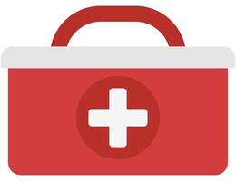 Flat illustration of red first aid kit isolated on white background. vector