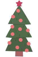 Christmas background with decorated tree pastel color isolated on white background. vector