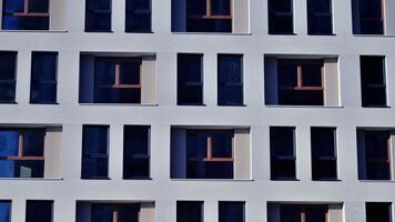 Residential area with modern apartment building. Facade of a modern apartment building. photo