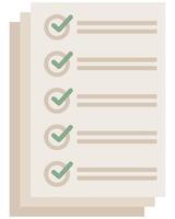 Paper with green ticks checkmarks isolated on white background. vector