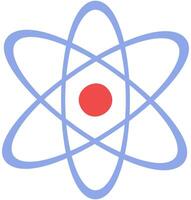 átomo plano icono aislado en blanco antecedentes. vector