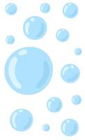 illustration of blue water bubbles isolated on white background. vector