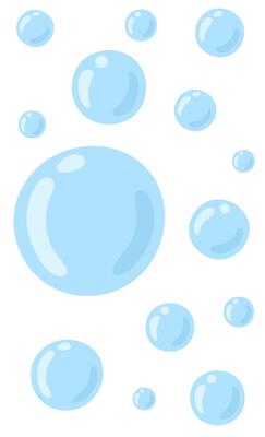 illustration of blue water bubbles isolated on white background.