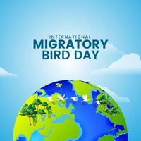 mundo migratorio pájaro día creativo concepto idea diseño. 8vo mayo mundo migratorio pájaro día wmbd. modelo para fondo, bandera, tarjeta, y póster. ilustración. vector