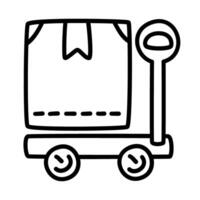 weighing of package shipping and delivery in doodle icons vector