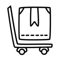 add trolley of package shipping and delivery in doodle icons vector