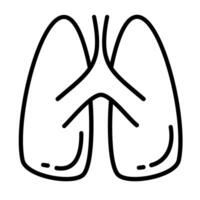 lungs of medical check up with doodle icons vector