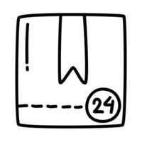 24 hours of package shipping and delivery in doodle icons vector