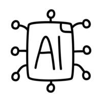 Artificial intelligence doodle icons vector