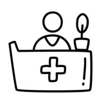 customer support of medical check up with doodle icons vector