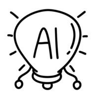 Artificial intelligence doodle icons vector