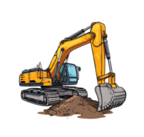 excavator digging in the ground, on transparent background png