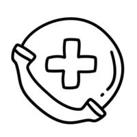 call center of medical check up with doodle icons vector