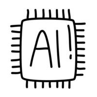 Artificial intelligence doodle icons vector