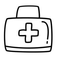 tool kit of medical check up with doodle icons vector