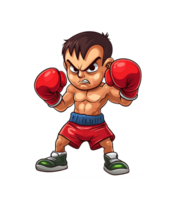 cartone animato boxe personaggio con rosso guanti e boxe guanti su trasparente sfondo png