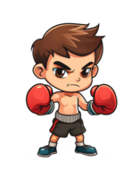 tecknad serie boxning karaktär med röd handskar och boxning handskar på transparent bakgrund png