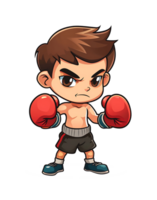 cartoon boxing character with red gloves and boxing gloves on transparent background png