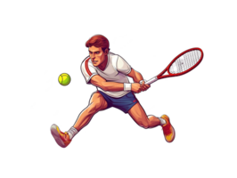 Karikatur Tennis Spieler auf transparent Hintergrund png