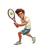 Karikatur Tennis Spieler auf transparent Hintergrund png