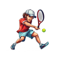 dessin animé tennis joueur sur transparent Contexte png