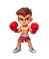 cartoon boxing character with red gloves and boxing gloves on transparent background png