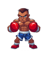 cartone animato boxe personaggio con rosso guanti e boxe guanti su trasparente sfondo png