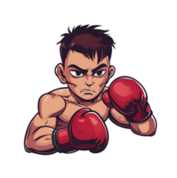 cartoon boxing character with red gloves and boxing gloves on transparent background png