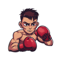 dibujos animados boxeo personaje con rojo guantes y boxeo guantes en transparente antecedentes png